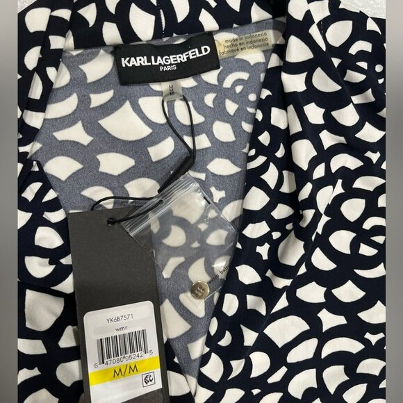 [M]Karl Lagerfeld Floral Prints V Neck L/S Pullover Jersey Blouse - Picture 4 of 6